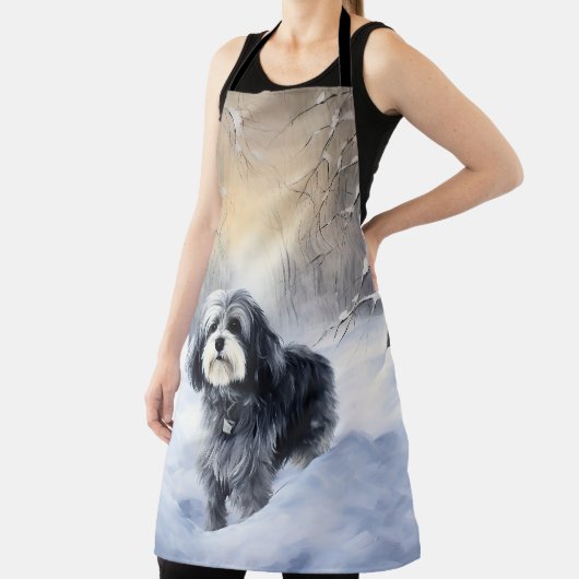 ハバニーズが雪のクリスマスを祝う エプロン (インサイチュ)