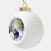 ハバニーズが雪のクリスマスを祝う セラミックボールオーナメント (右)