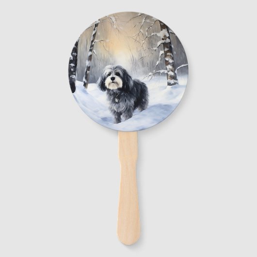 ハバニーズが雪のクリスマスを祝う ハンドファン (正面)