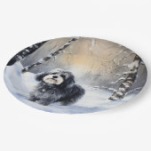 ハバニーズが雪のクリスマスを祝う ペーパープレート (アングル)