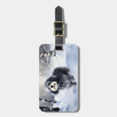 ハバニーズが雪のクリスマスを祝う ラゲッジタグ (正面縦)