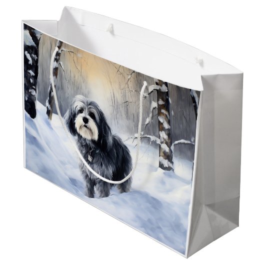 ハバニーズが雪のクリスマスを祝う ラージペーパーバッグ (裏面アングル)