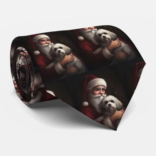 ハバニーズとサンタクロースのクリスマス ネクタイ (ロール)