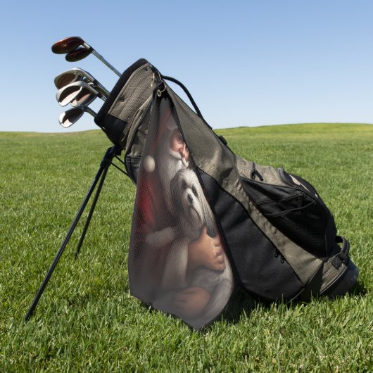 ハバニーズとサンタクロースフェスティバルクリスマス ゴルフタオル (グリーン)