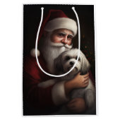 ハバニーズとサンタクロースフェスティバルクリスマス ミディアムペーパーバッグ (正面)