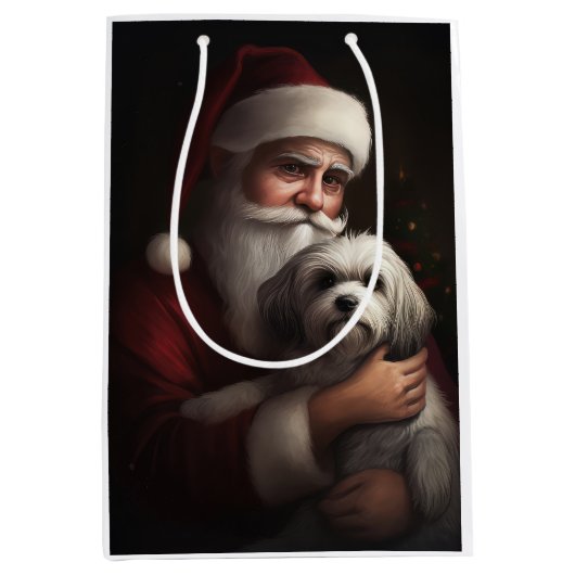 ハバニーズとサンタクロースフェスティバルクリスマス ミディアムペーパーバッグ (正面)