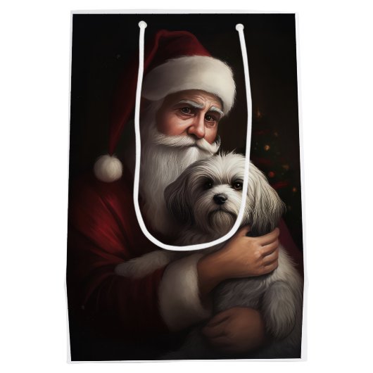 ハバニーズとサンタクロースフェスティバルクリスマス ミディアムペーパーバッグ (裏面)