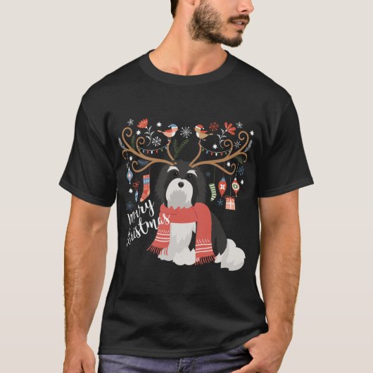 ハバニーズのクリスマストナカイ犬 Tシャツ (正面)