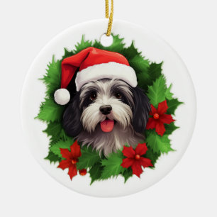 ハバニーズのクリスマスリース セラミックオーナメント