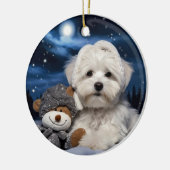 ハバニーズのクリスマス、犬の記念品、犬の恋人のgif セラミックオーナメント (左)