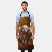 ハバニーズの子犬の秋デライトカボチャ エプロン (着用した状態)