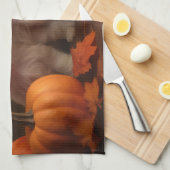 ハバニーズの子犬の秋デライトカボチャ キッチンタオル (四つ折り)