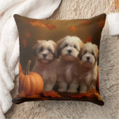 ハバニーズの子犬の秋デライトカボチャ クッション (ブランケット)