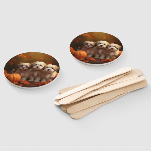 ハバニーズの子犬の秋デライトカボチャ ハンドファン (組立なし)