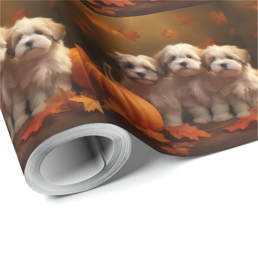 ハバニーズの子犬の秋デライトカボチャ ラッピングペーパー (ロールコーナー)