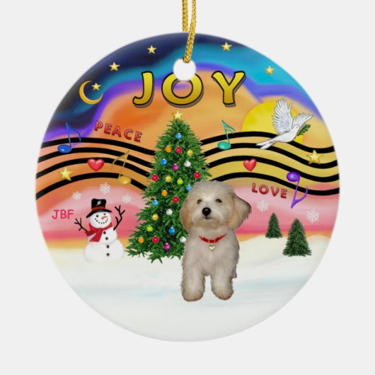 ハバニーズの子犬 Xmas Music 2 セラミックオーナメント (正面)