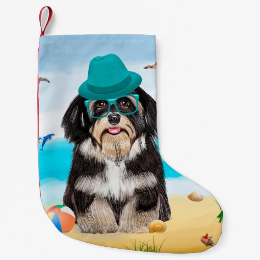 ハバニーズの犬のビーチ スモールクリスマスストッキング (正面)