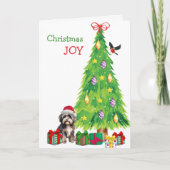 ハバニーズの犬、鳥、クリスマスツリー シーズンカード (正面)