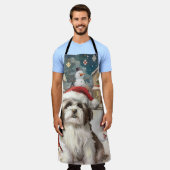 ハバニーズ冬のワンダーランドのクリスマスジョイ エプロン (着用した状態)