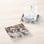 ハバニーズ冬のワンダーランドのクリスマスジョイ ガラスコースター (アングル)