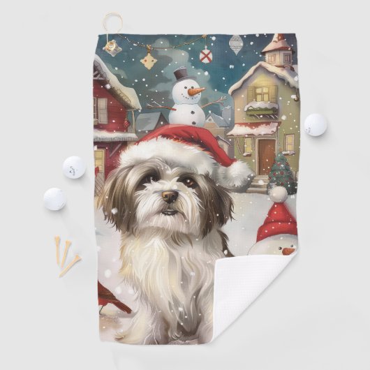 ハバニーズ冬のワンダーランドのクリスマスジョイ ゴルフタオル (インサイチュ)