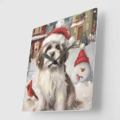 ハバニーズ冬のワンダーランドのクリスマスジョイ スクエア壁時計 (傾斜)