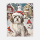 ハバニーズ冬のワンダーランドのクリスマスジョイ フリースブランケット (正面)