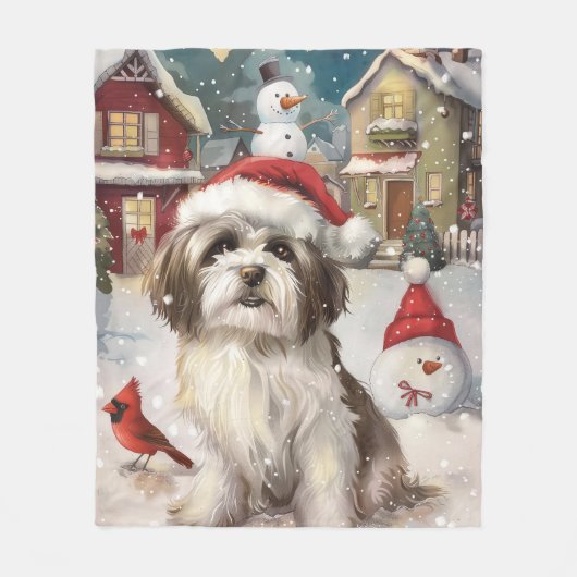 ハバニーズ冬のワンダーランドのクリスマスジョイ フリースブランケット (正面)