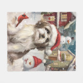 ハバニーズ冬のワンダーランドのクリスマスジョイ フリースブランケット (正面(横))