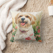 ハバニーズ枕 – 水彩犬ホームデコル クッション (ブランケット)
