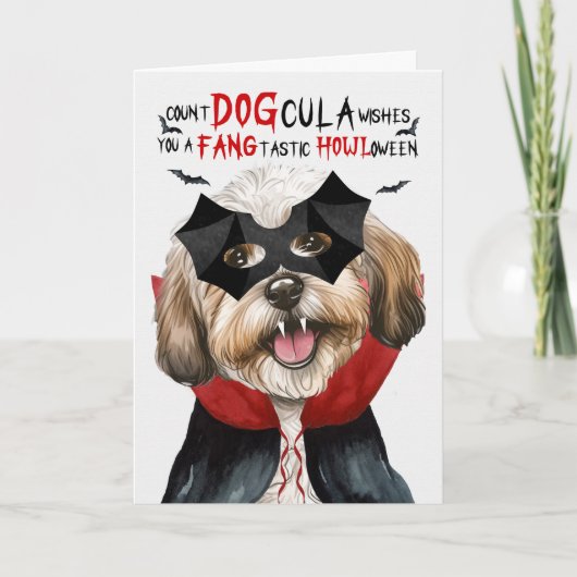 ハバニーズ犬おもしろい数DOGculaハロウィーン シーズンカード (正面)