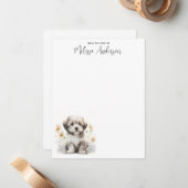 ハバニーズ犬かわいいワンパーソナライズされたちゃん水色 ノートカード (正面/裏面インサイチュ)