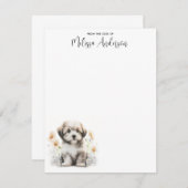 ハバニーズ犬かわいいワンパーソナライズされたちゃん水色 ノートカード (正面/裏面)