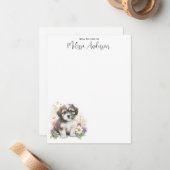 ハバニーズ犬かわいい子犬の水色パーソナライズされた ノートカード (正面/裏面インサイチュ)