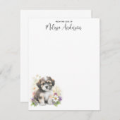 ハバニーズ犬かわいい子犬の水色パーソナライズされた ノートカード (正面/裏面)