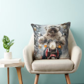 ハバニーズ犬がオートバイクリスマスに乗る クッション (椅子)