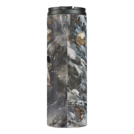 ハバニーズ犬がオートバイクリスマスに乗る タンブラー (裏面)