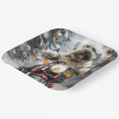 ハバニーズ犬がオートバイクリスマスに乗る ペーパープレート (傾斜あり)