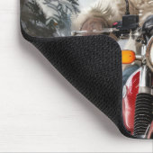 ハバニーズ犬がオートバイクリスマスに乗る マウスパッド (コーナー)