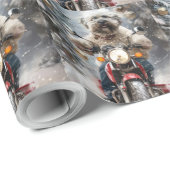 ハバニーズ犬がオートバイクリスマスに乗る ラッピングペーパー (ロールコーナー)