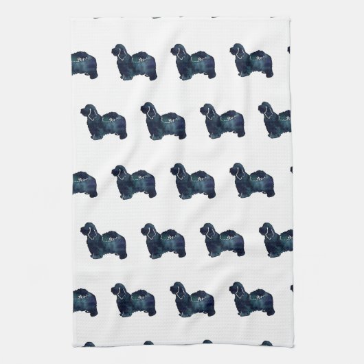 ハバニーズ犬がシルエット水彩 キッチンタオル (縦)