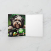 ハバニーズ犬が自転車に乗ってセントパトリックデーを祝う カード (内部)