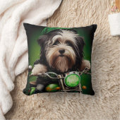 ハバニーズ犬が自転車を運転する聖パトリックの日 クッション (ブランケット)