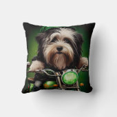 ハバニーズ犬が自転車を運転する聖パトリックの日 クッション (裏面)