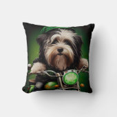 ハバニーズ犬が自転車を運転する聖パトリックの日 クッション (正面)