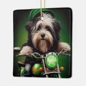 ハバニーズ犬が自転車を運転する聖パトリックの日 セラミックオーナメント (左)