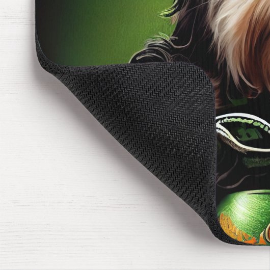 ハバニーズ犬が自転車を運転する聖パトリックの日 マウスパッド (コーナー)