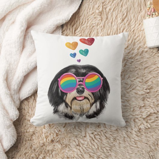 ハバニーズ犬とハートバレンタインデー クッション (ブランケット)