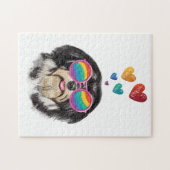 ハバニーズ犬とハートバレンタインデー ジグソーパズル (横)