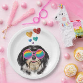 ハバニーズ犬とハートバレンタインデー ペーパープレート (パーティー)